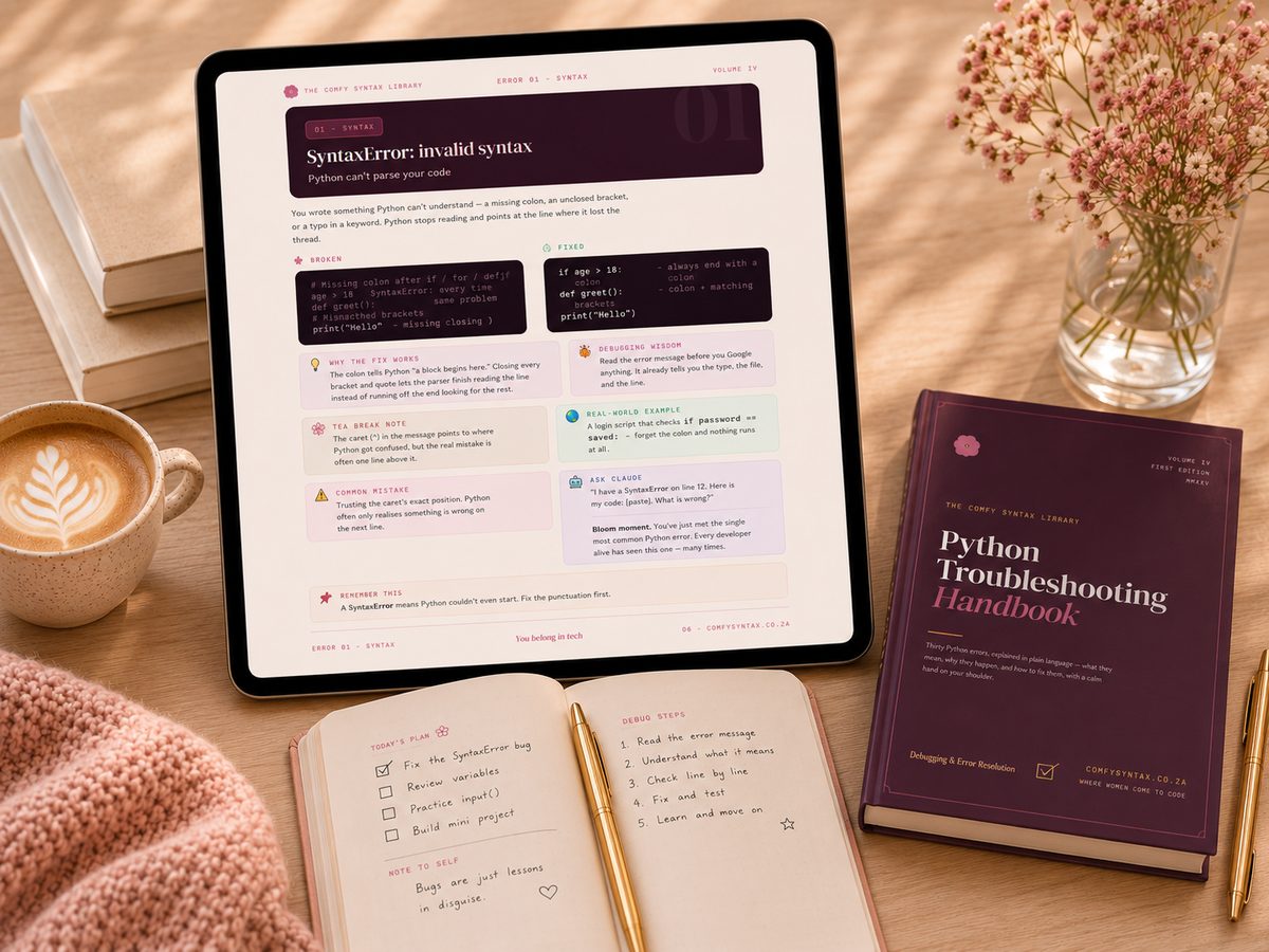 Python Troubleshooting Handbook PDF preview — fix Python errors step by step